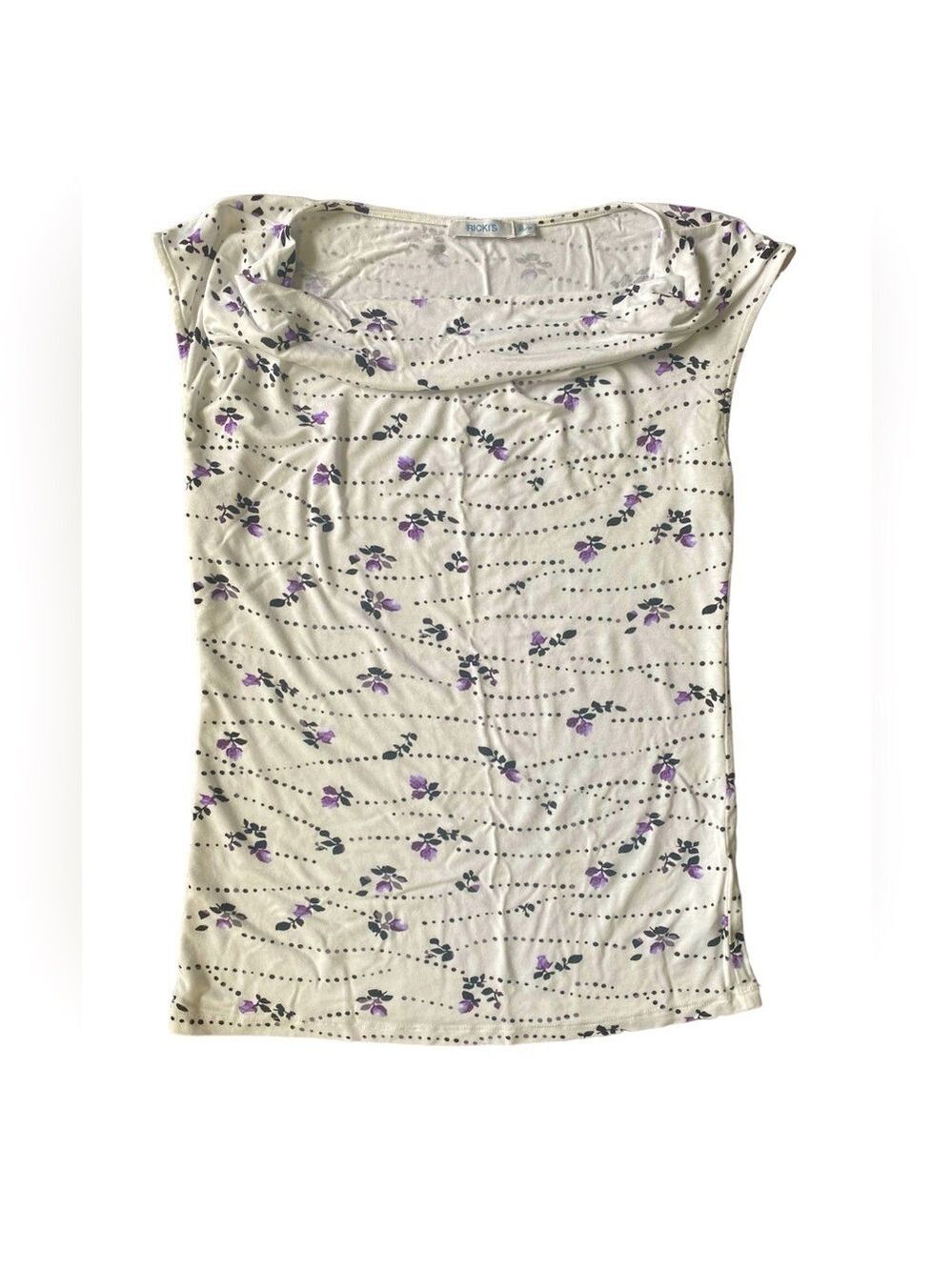 Ricki's Cream Floral Cowl Neck Top XS